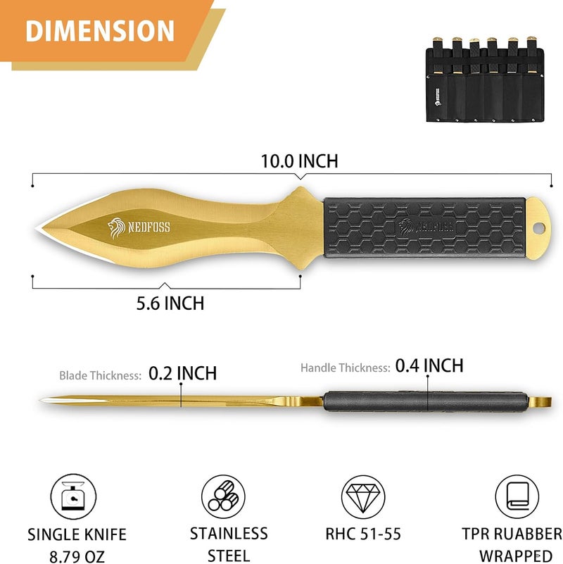 NedFoss COBRA Throwing Knives 6Pack, Ideal Companion for Throwing Axes and Tomahawks, 10" One Piece Stainless Steel Design with Sheath, Sturdy for Recreation and Competition - Image 5
